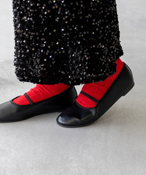 ラウンドトゥ ゴムストラップ バレエシューズ（バレエシューズ