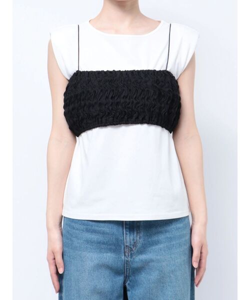 LAGUNAMOON(ラグナムーン)の「シャーリングブラトップ(キャミソール・レディース・ブラック/アイボリー・FREE)」の4枚目の写真