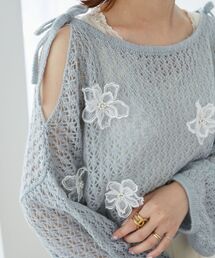 MAJESTIC LEGON | 肩あき花モチーフ透かしニット(ニット/セーター)