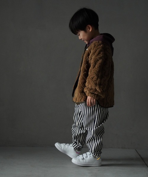 MAKE YOUR DAY（メイクユアデイ）の「模様入り両面ボアカーディガン■80～140cm（カーディガン/ボレロ・キッズ・ベージュ/ブラウン/ブルー/アイボリー・80/90/100/110/120/130/140）」の6枚目の写真