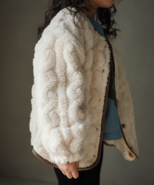 MAKE YOUR DAY（メイクユアデイ）の「模様入り両面ボアカーディガン■80～140cm（カーディガン/ボレロ・キッズ・ベージュ/ブラウン/ブルー/アイボリー・80/90/100/110/120/130/140）」の18枚目の写真