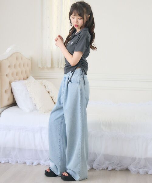 ems excite(エムズエキサイト)の「ラメ刺繍ドロストCT(Tシャツ/カットソー・レディース・チャコールグレー/オフホワイト/ブルー・FREE)」の20枚目の写真