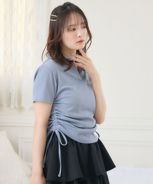 ems excite(エムズエキサイト)の「ラメ刺繍ドロストCT(Tシャツ/カットソー・レディース・チャコールグレー/オフホワイト/ブルー・FREE)」の15枚目の写真
