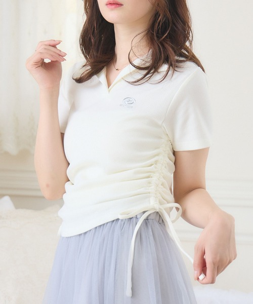 ems excite(エムズエキサイト)の「ラメ刺繍ドロストCT(Tシャツ/カットソー・レディース・チャコールグレー/オフホワイト/ブルー・FREE)」の1枚目の写真