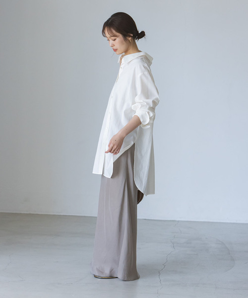 Noble（ノーブル）の「【My Policy Shirt】バックボタンレギュラーオーバーシャツ（シャツ/ブラウス・レディース・サックスブルー/ホワイト・FREE）」の10枚目の写真