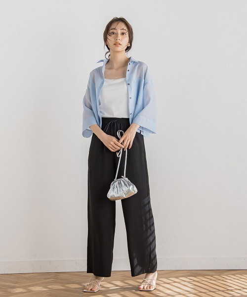 Droite lautreamont(ドロワットロートレアモン)の「カップツキキャミ(キャミソール・レディース・ブラック/オフホワイト・M)」の8枚目の写真