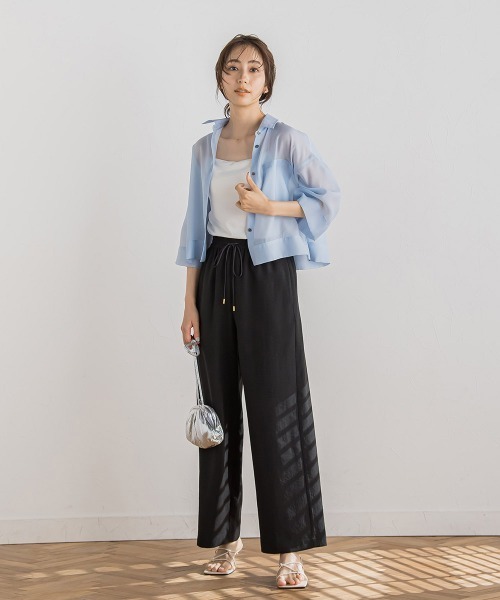 Droite lautreamont(ドロワットロートレアモン)の「カップツキキャミ(キャミソール・レディース・ブラック/オフホワイト・M)」の9枚目の写真