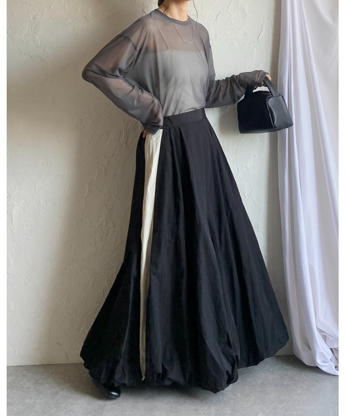 セール】ボリュームフレアロングサイドラインナイロンタフタ