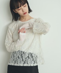 paravion（パラビオン）の「ラメレースレイヤードルーズプルオーバー（Tシャツ/カットソー・レディース）」