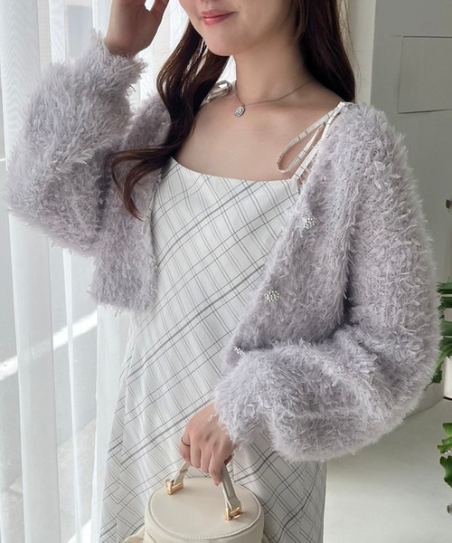 D&G チュール フェザー カーディガン 40 アンティークボタン D&G チュール フェザー カーディガン 40 アンティークボタン