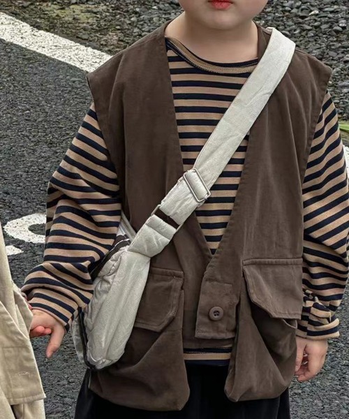 aimoha（アイモハ）の「【aimoha-KIDS-】フィッシングベスト（ベスト・キッズ・ブラック/チョコ/オフホワイト・100/110/120/90/130）」の3枚目の写真