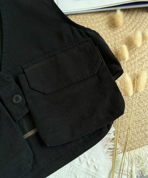 aimoha（アイモハ）の「【aimoha-KIDS-】フィッシングベスト（ベスト・キッズ・ブラック/チョコ/オフホワイト・100/110/120/90/130）」の14枚目の写真