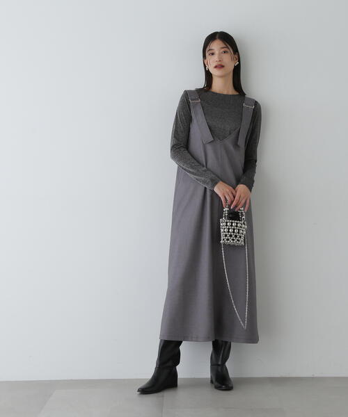 N.（N. Natural Beauty Basic）（エヌエヌナチュラルビューティーベーシック）の「◆バックル付きジャンパースカート（ジャンパースカート・レディース・グレー/ブラウン・SMALL/MEDIUM）」の6枚目の写真