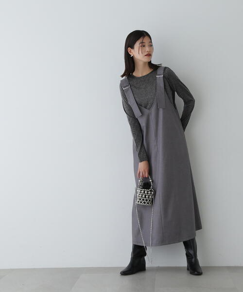 N.（N. Natural Beauty Basic）（エヌエヌナチュラルビューティーベーシック）の「◆バックル付きジャンパースカート（ジャンパースカート・レディース・グレー/ブラウン・SMALL/MEDIUM）」の7枚目の写真