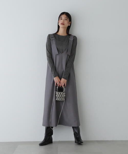 N.（N. Natural Beauty Basic）（エヌエヌナチュラルビューティーベーシック）の「◆バックル付きジャンパースカート（ジャンパースカート・レディース・グレー/ブラウン・SMALL/MEDIUM）」の8枚目の写真