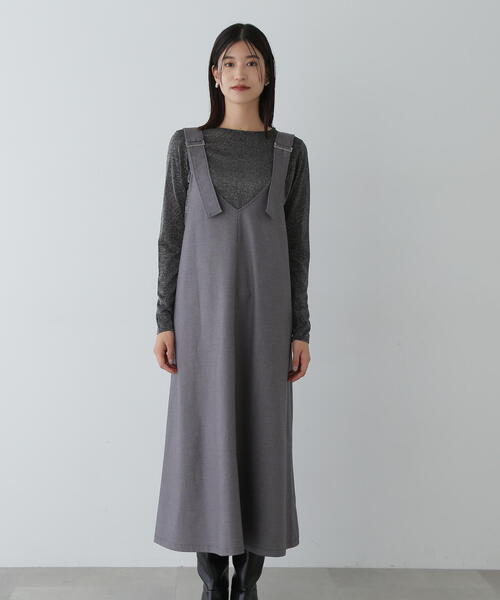 N.（N. Natural Beauty Basic）（エヌエヌナチュラルビューティーベーシック）の「◆バックル付きジャンパースカート（ジャンパースカート・レディース・グレー/ブラウン・SMALL/MEDIUM）」の9枚目の写真