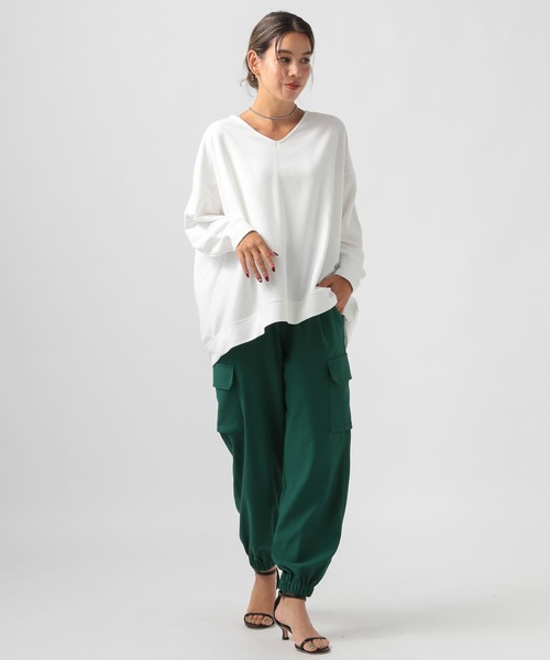 BAYFLOW（ベイフロー）の「[ヒップまでカバーする丈感]ポンチポンチョプルオーバー（その他トップス・レディース・マスタード/モカ/チャコール/オフホワイト・FREE）」の5枚目の写真