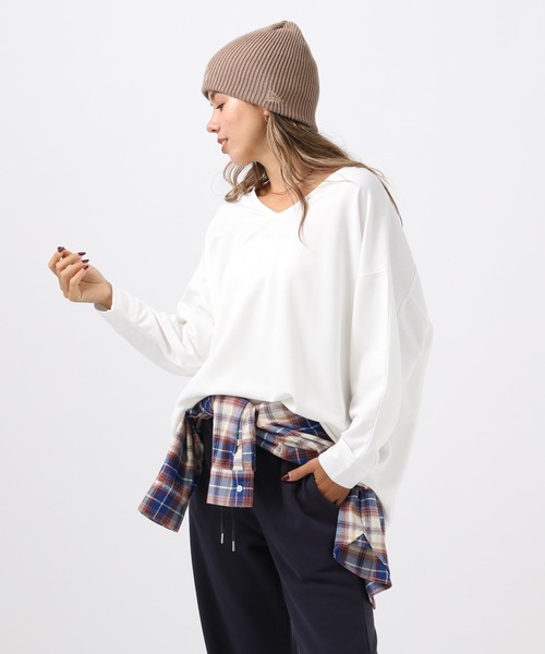 セール】[ヒップまでカバーする丈感]ポンチポンチョプルオーバー