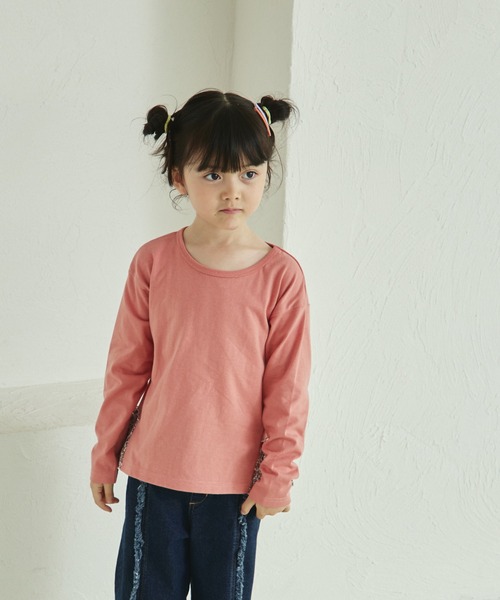 セール】花柄 ドット バックフリル 長袖 Tシャツ(Tシャツ/カットソー セール】花柄 ドット バックフリル 長袖 Tシャツ(Tシャツ/カットソー