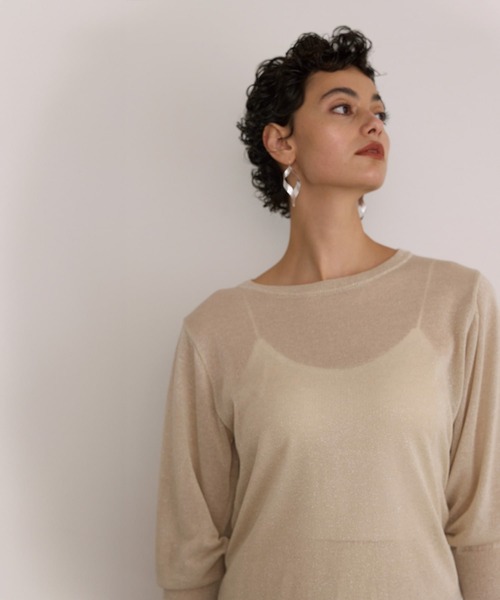 MIELI INVARIANT(ミエリインヴァリアント)の「Glitter Semi Sheer Knit P/O(ニット/セーター・レディース・ブラック/アイボリー・FREE)」の4枚目の写真