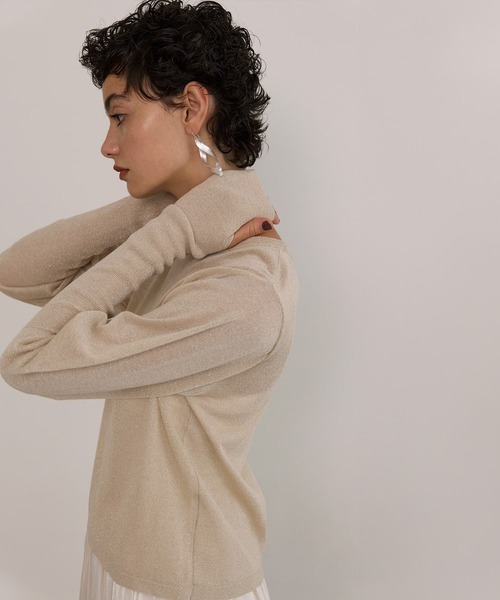 MIELI INVARIANT(ミエリインヴァリアント)の「Glitter Semi Sheer Knit P/O(ニット/セーター・レディース・ブラック/アイボリー・FREE)」の6枚目の写真