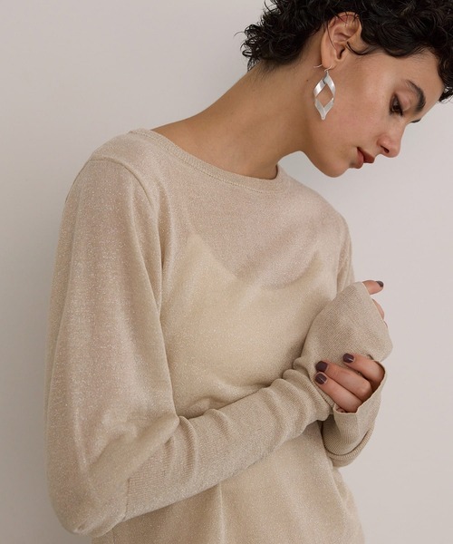 MIELI INVARIANT(ミエリインヴァリアント)の「Glitter Semi Sheer Knit P/O(ニット/セーター・レディース・ブラック/アイボリー・FREE)」の7枚目の写真