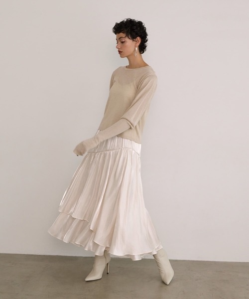 MIELI INVARIANT(ミエリインヴァリアント)の「Glitter Semi Sheer Knit P/O(ニット/セーター・レディース・ブラック/アイボリー・FREE)」の9枚目の写真