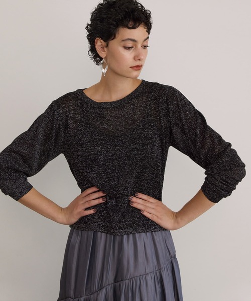 MIELI INVARIANT(ミエリインヴァリアント)の「Glitter Semi Sheer Knit P/O(ニット/セーター・レディース・ブラック/アイボリー・FREE)」の12枚目の写真