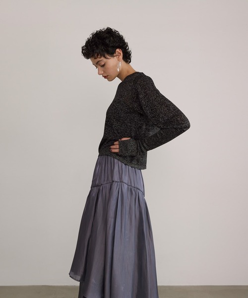 MIELI INVARIANT(ミエリインヴァリアント)の「Glitter Semi Sheer Knit P/O(ニット/セーター・レディース・ブラック/アイボリー・FREE)」の15枚目の写真