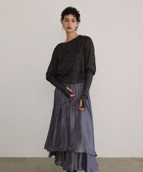 MIELI INVARIANT(ミエリインヴァリアント)の「Glitter Semi Sheer Knit P/O(ニット/セーター・レディース・ブラック/アイボリー・FREE)」の16枚目の写真