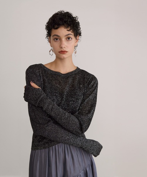 MIELI INVARIANT(ミエリインヴァリアント)の「Glitter Semi Sheer Knit P/O(ニット/セーター・レディース・ブラック/アイボリー・FREE)」の17枚目の写真