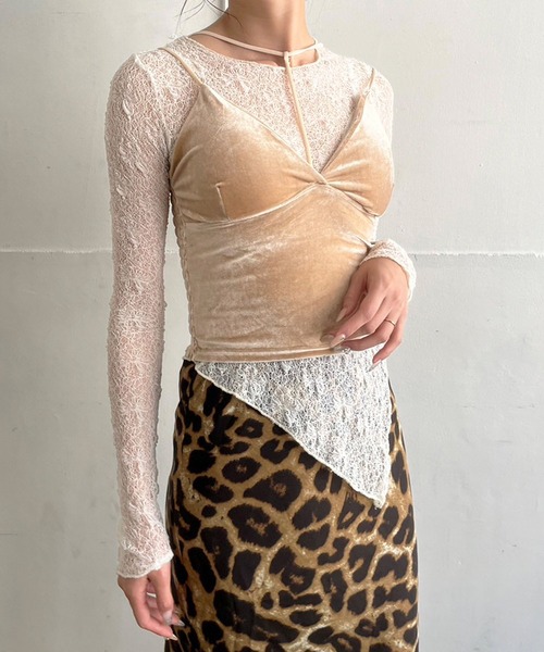 Jewelobe(ジュエローブ)の「Tストラップカットベロアブラキャミソール(キャミソール・レディース・ブラック/グレー/ボルドー/ブラウン/ベージュ/ブルー・FREE)」の9枚目の写真