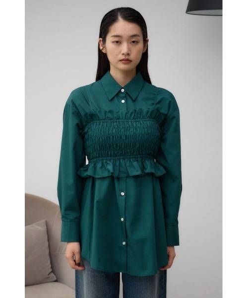 AZUL by moussy（アズールバイマウジー）の「ビスチェ付きオーバーシャツ（シャツ/ブラウス・レディース・ストライプ/アイボリー/ダークグリーン・FREE）」の16枚目の写真