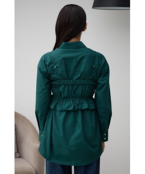 AZUL by moussy（アズールバイマウジー）の「ビスチェ付きオーバーシャツ（シャツ/ブラウス・レディース・ストライプ/アイボリー/ダークグリーン・FREE）」の18枚目の写真