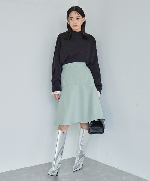 VIS(ビス)の「【洗える】ジャージメルトンニーレングスセミフレアスカート(スカート・レディース・ベージュ系その他/チャコールグレー/ライトグリーン・M/S)」の6枚目の写真