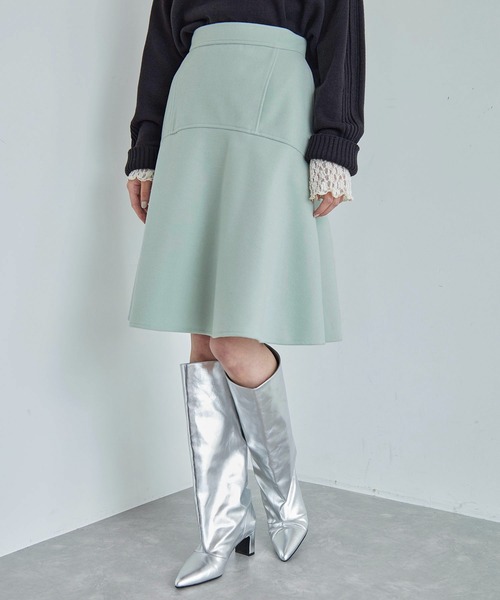 VIS(ビス)の「【洗える】ジャージメルトンニーレングスセミフレアスカート(スカート・レディース・ベージュ系その他/チャコールグレー/ライトグリーン・M/S)」の5枚目の写真