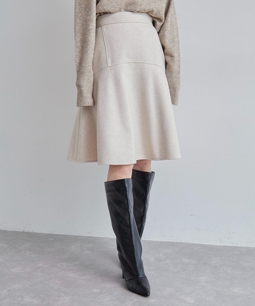 VIS(ビス)の「【洗える】ジャージメルトンニーレングスセミフレアスカート(スカート・レディース・ベージュ系その他/チャコールグレー/ライトグリーン・M/S)」の22枚目の写真
