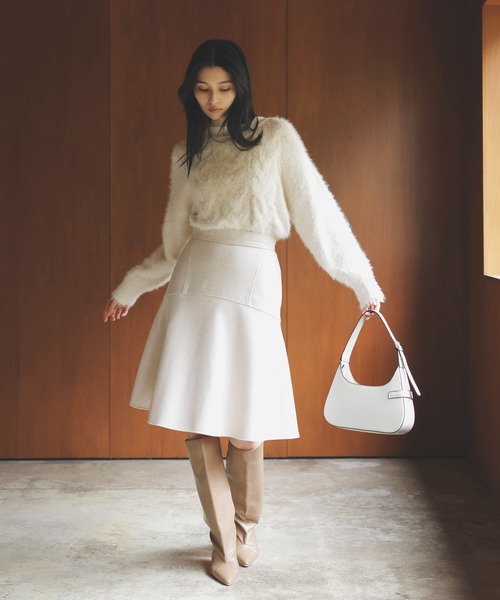 VIS(ビス)の「【洗える】ジャージメルトンニーレングスセミフレアスカート(スカート・レディース・ベージュ系その他/チャコールグレー/ライトグリーン・M/S)」の21枚目の写真