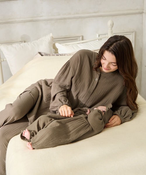 セット】コットン100％ ダブルガーゼ ボリューム長袖パジャマ(産前