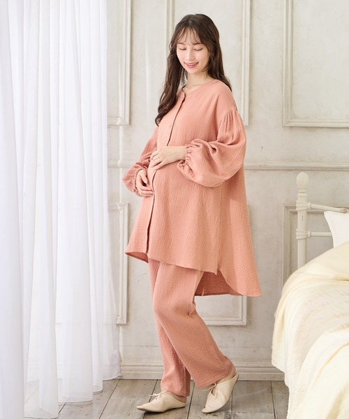 セール】【セット】コットン100％ ダブルガーゼ ボリューム長袖