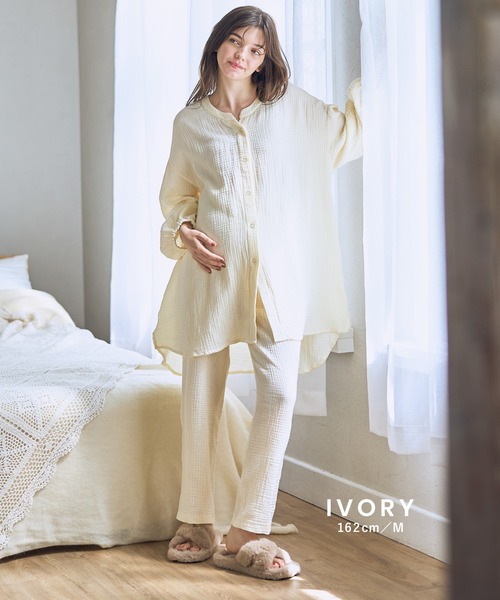 セール】【セット】コットン100％ ダブルガーゼ ボリューム長袖