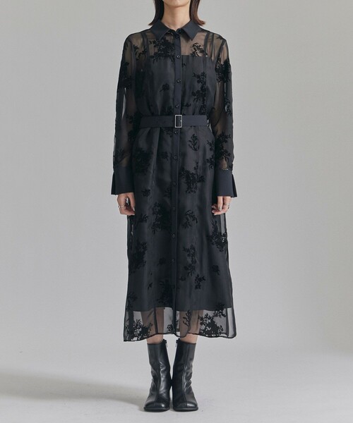 UNITED TOKYO(ユナイテッドトウキョウ)の「【完売間近!】フロッキーシアーシャツワンピース|オケージョン/秋服(シャツワンピース・レディース・ブラック/カーキブラウン・FREE)」の7枚目の写真