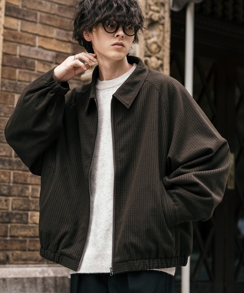 Rocky Monroe（ロッキーモンロー）の「新色追加 オーバーサイズテックメルトンドルマンスリーブショートブルゾン（ブルゾン・メンズ・チャコール/ネイビー/ブラウン/ブラック/グレイッシュベージュ/オフホワイト/ダークグリーン/チェック・M/L）」の8枚目の写真