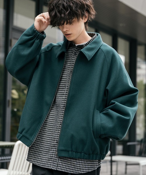 Rocky Monroe（ロッキーモンロー）の「新色追加 オーバーサイズテックメルトンドルマンスリーブショートブルゾン（ブルゾン・メンズ・チャコール/ネイビー/ブラウン/ブラック/グレイッシュベージュ/オフホワイト/ダークグリーン/チェック・M/L）」の6枚目の写真