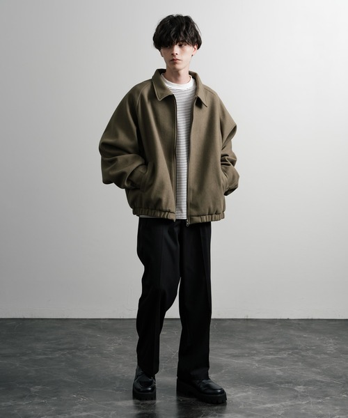 Rocky Monroe（ロッキーモンロー）の「新色追加 オーバーサイズテックメルトンドルマンスリーブショートブルゾン（ブルゾン・メンズ・チャコール/ネイビー/ブラウン/ブラック/グレイッシュベージュ/オフホワイト/ダークグリーン/チェック・M/L）」の16枚目の写真