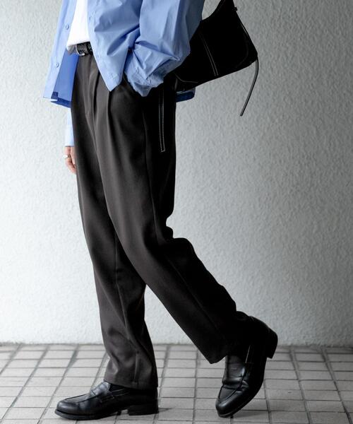 セール】ウールライクダブルタックテーパードパンツ（その他パンツ