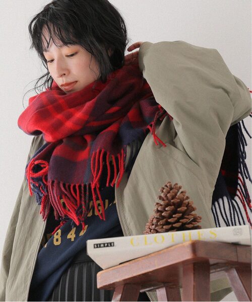JOURNAL STANDARD relume(ジャーナルスタンダード レリューム)の「《追加》アクリルチェックストール(マフラー・レディース・レッド/ブラウン系その他/ブラック/ネイビー・FREE)」の4枚目の写真