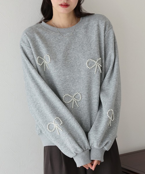 BLUEEAST（ブルーイースト）の「パールリボンスウェット（スウェット・レディース・グレー/ブラック・MEDIUM）」の14枚目の写真