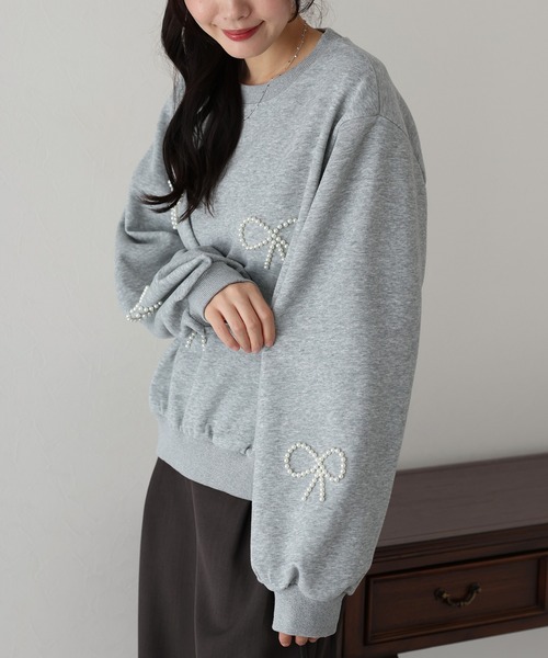 BLUEEAST（ブルーイースト）の「パールリボンスウェット（スウェット・レディース・グレー/ブラック・MEDIUM）」の15枚目の写真