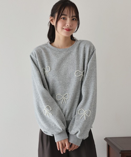 BLUEEAST（ブルーイースト）の「パールリボンスウェット（スウェット・レディース・グレー/ブラック・MEDIUM）」の18枚目の写真